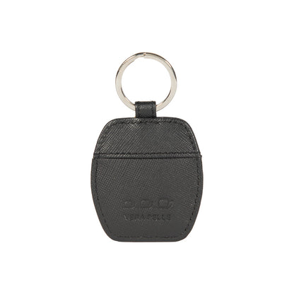 K10854AB | Portachiavi in Saffiano Vera Pelle. Colore Nero. Anello per chiavi Nickel Lucido. Dimensioni totali: cm 5,5 x 9,5 x 0,5. Confezione: Gift Box rigido fondo/coperchio-1