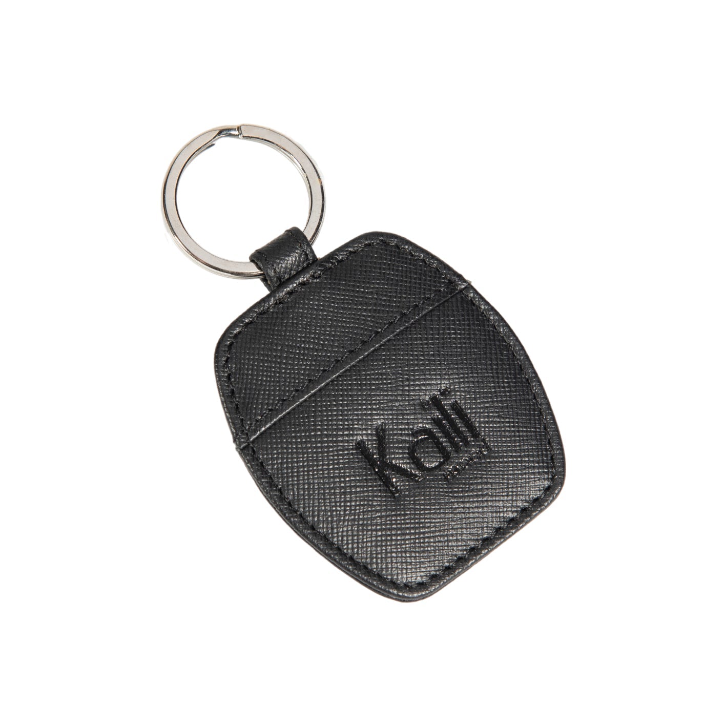 K10854AB | Portachiavi in Saffiano Vera Pelle. Colore Nero. Anello per chiavi Nickel Lucido. Dimensioni totali: cm 5,5 x 9,5 x 0,5. Confezione: Gift Box rigido fondo/coperchio-3