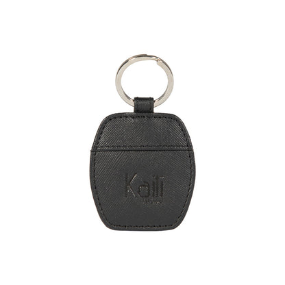 K10854AB | Portachiavi in Saffiano Vera Pelle. Colore Nero. Anello per chiavi Nickel Lucido. Dimensioni totali: cm 5,5 x 9,5 x 0,5. Confezione: Gift Box rigido fondo/coperchio-0