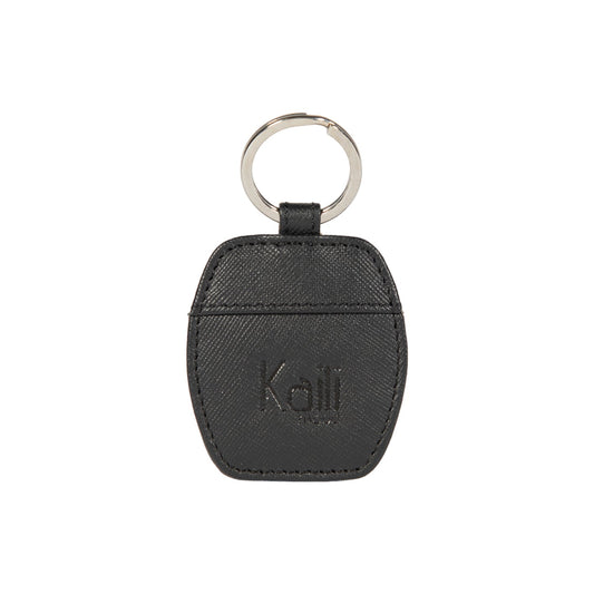 K10854AB | Portachiavi in Saffiano Vera Pelle. Colore Nero. Anello per chiavi Nickel Lucido. Dimensioni totali: cm 5,5 x 9,5 x 0,5. Confezione: Gift Box rigido fondo/coperchio-0