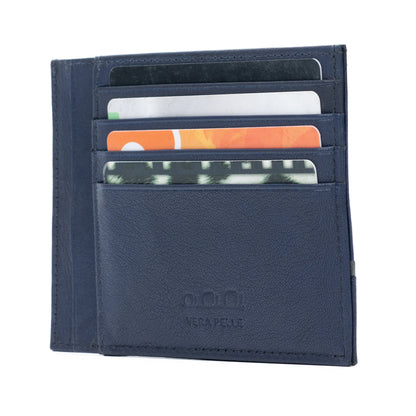 K10907DB | Portadocumenti/Carte di Credito in Vera Pelle Col. Blu-1