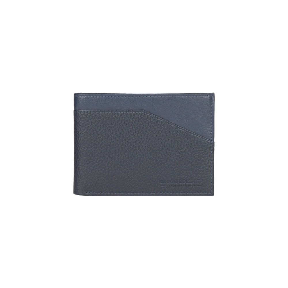 RB12106D | Portafogli Uomo in Vera Pelle pieno fiore, grana dollaro/leggera. Colore Blu. Protezione RFID. Dimensioni da chiuso: cm 12,5 x 9,5 x 2. Confezione: Scatola regalo fondo/coperchio-3