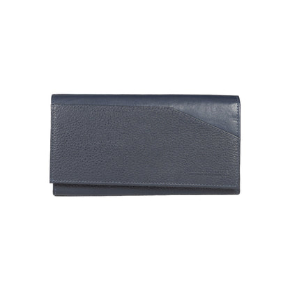 RB12129D | Portafogli Donna in Vera Pelle pieno fiore, grana dollaro/leggera. Colore Blu. Protezione RFID. Dimensioni da chiuso: cm 18,5 x 10 x 3. Confezione: Scatola regalo fondo/coperchio-2