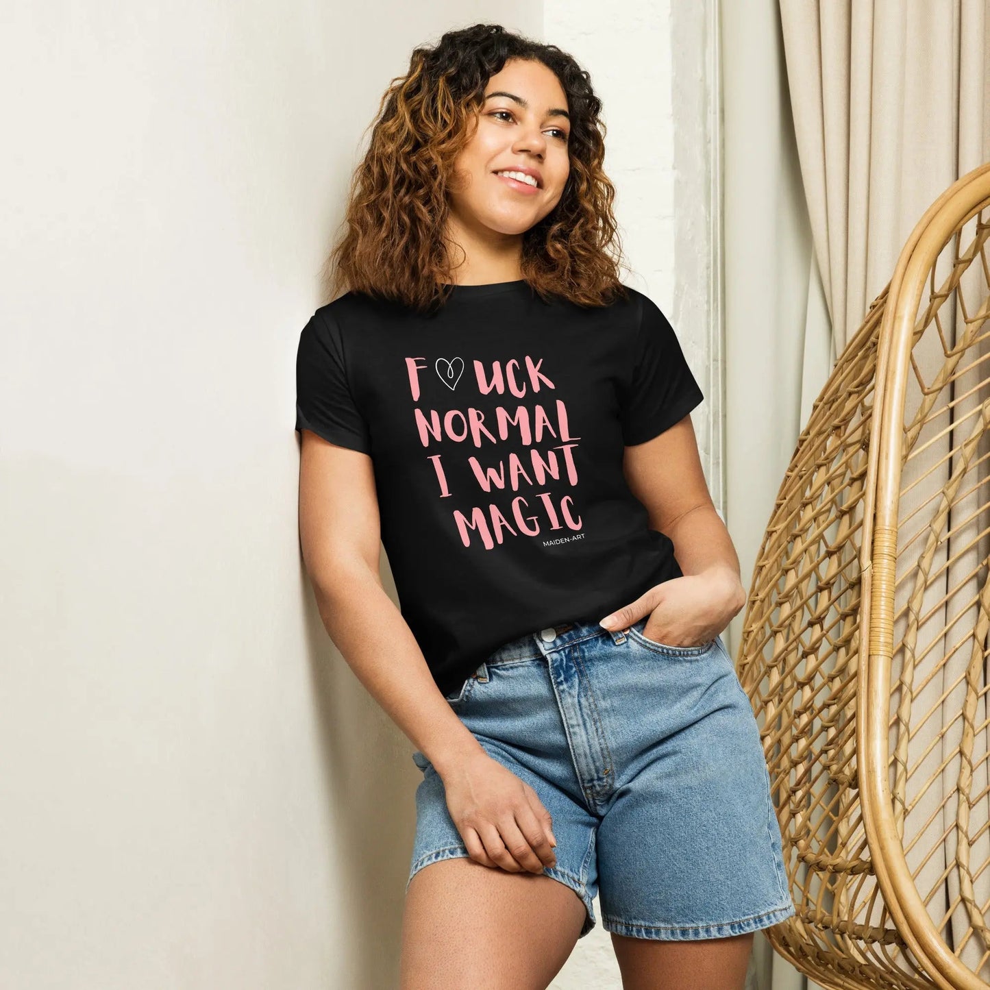 women's t-shirt F*CK NORMAL I WANT MAGIC Women’s high-waisted t-shirt-3